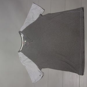 Men's Ruffhewn Dark Gray Button Front Short Sleeve Tshirt Size Large L